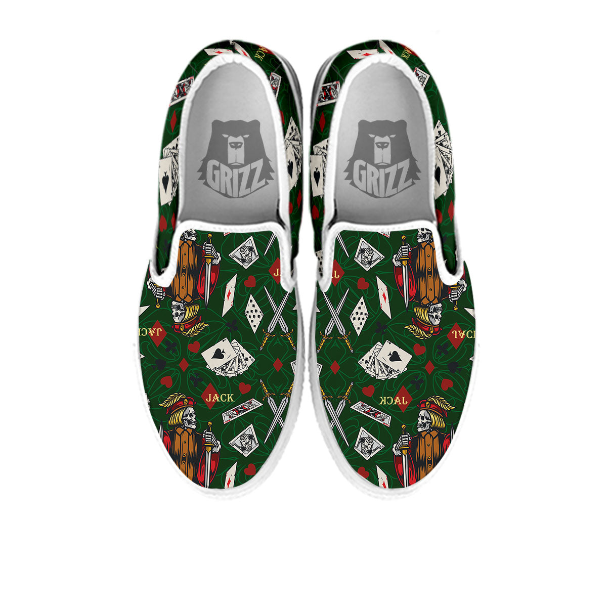 Playing Card Suits Poker Print Pattern White Slip On Shoes-grizzshop