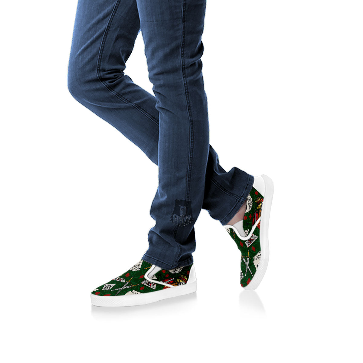 Playing Card Suits Poker Print Pattern White Slip On Shoes-grizzshop
