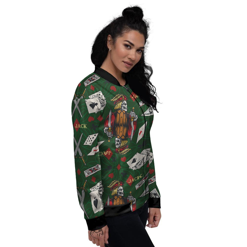 Playing Card Suits Poker Print Pattern Women's Bomber Jacket-grizzshop