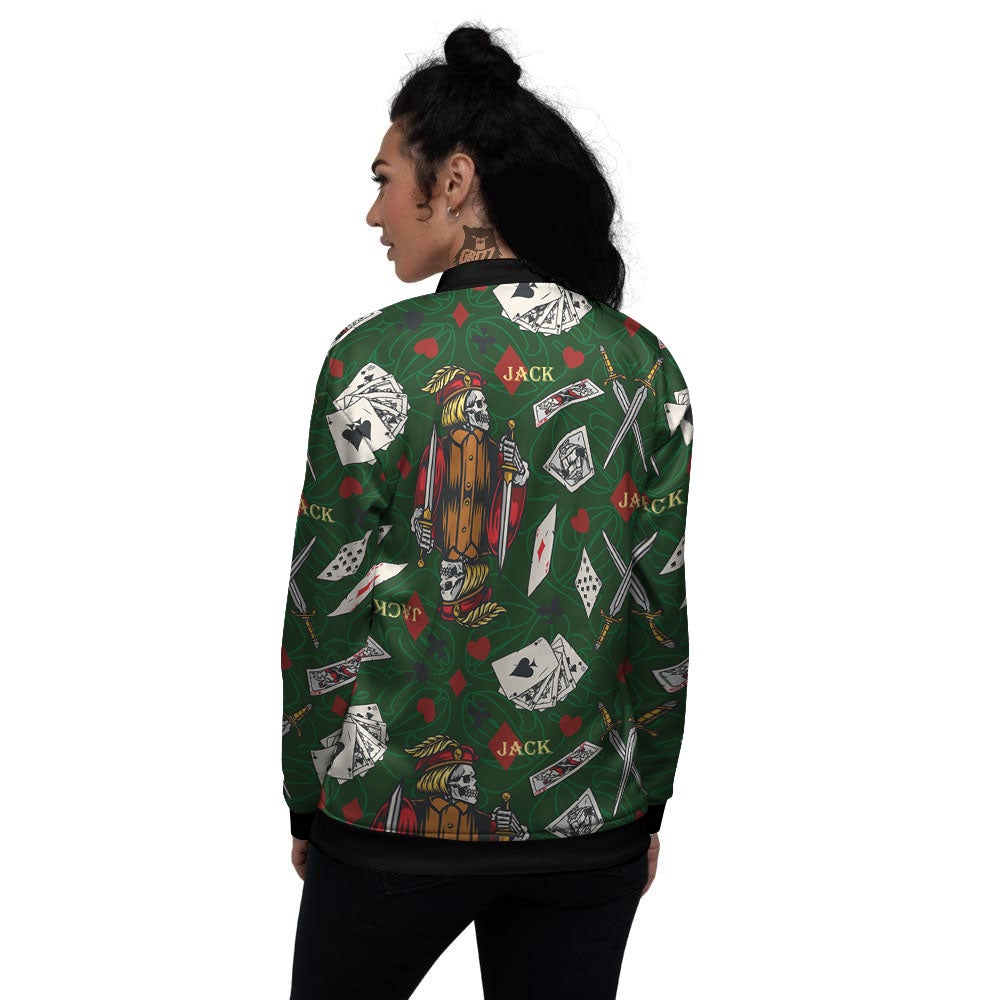 Playing Card Suits Poker Print Pattern Women's Bomber Jacket-grizzshop