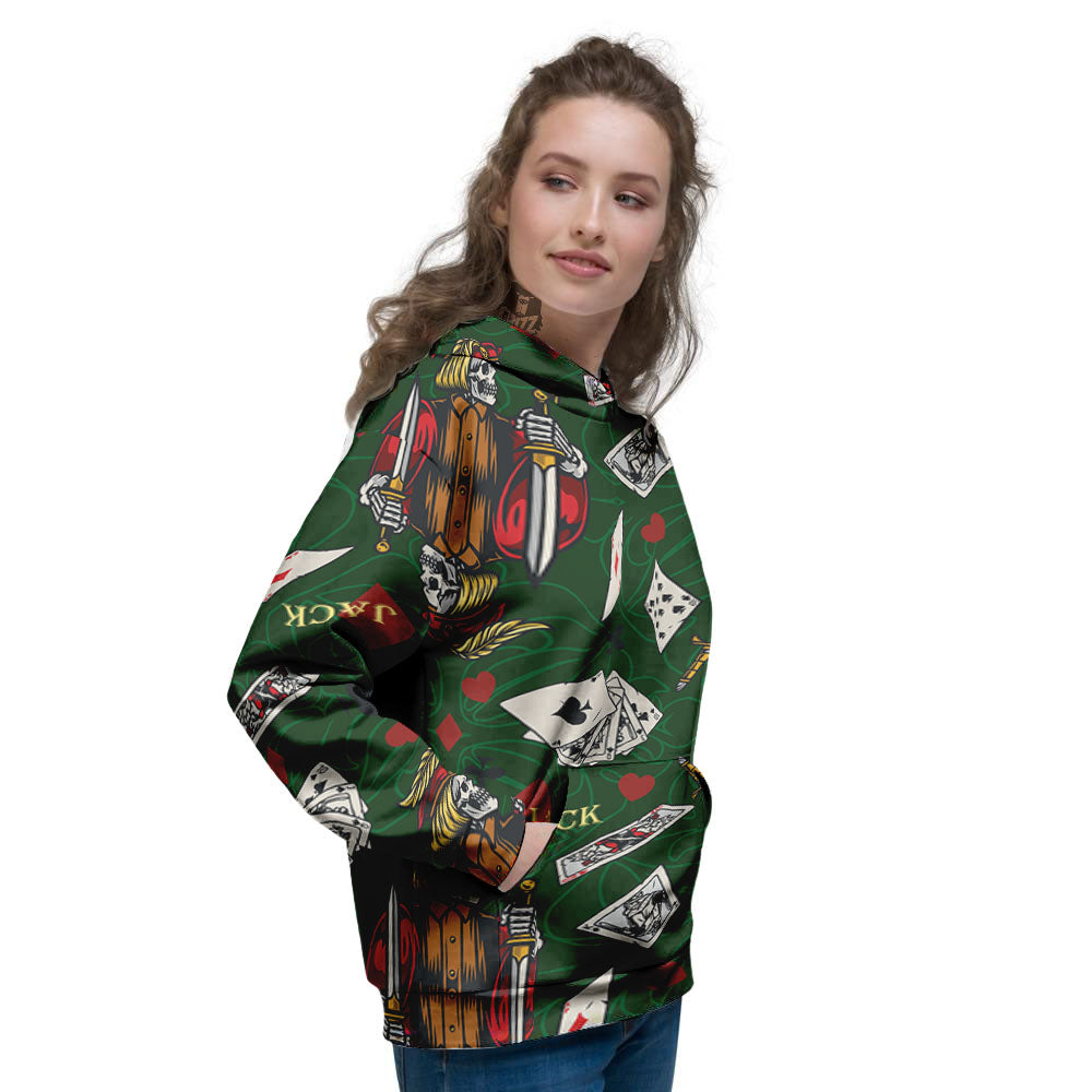 Playing Card Suits Poker Print Pattern Women's Hoodie-grizzshop
