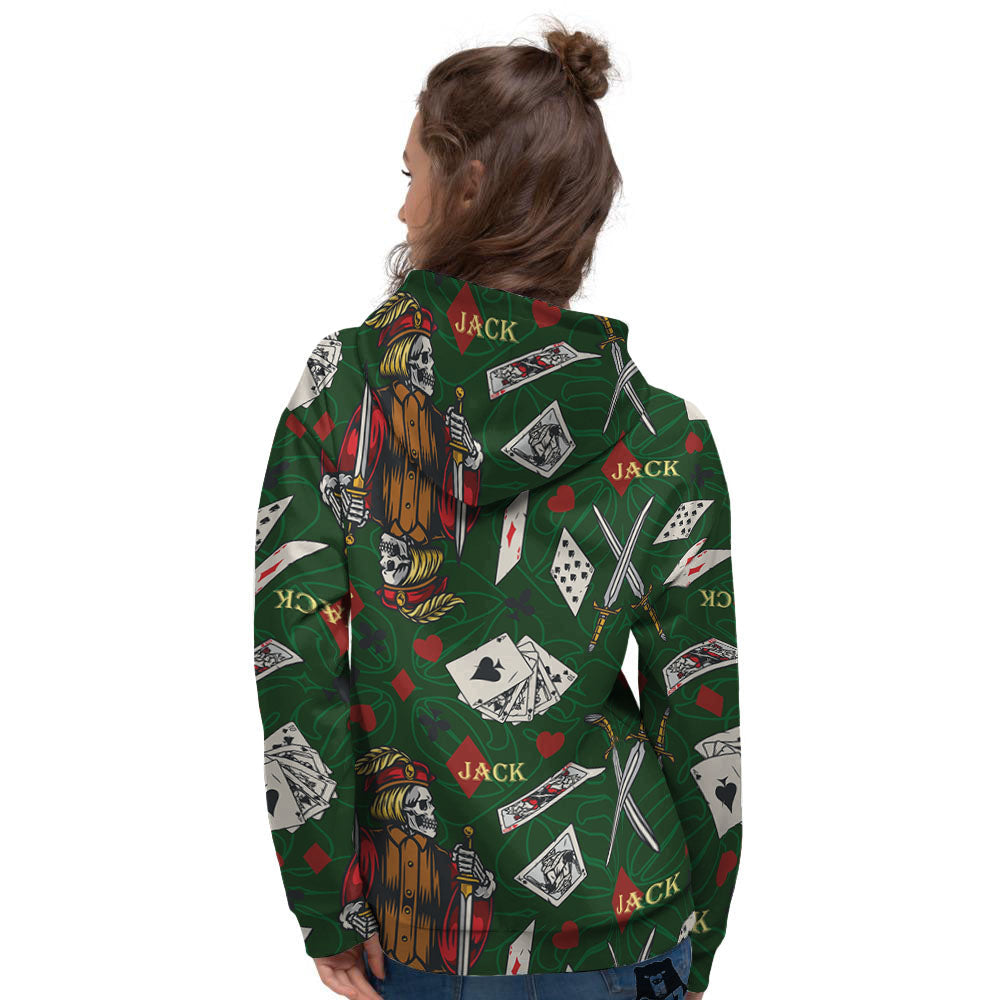 Playing Card Suits Poker Print Pattern Women's Hoodie-grizzshop