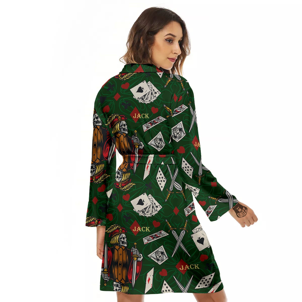 Playing Card Suits Poker Print Pattern Women's Robe-grizzshop
