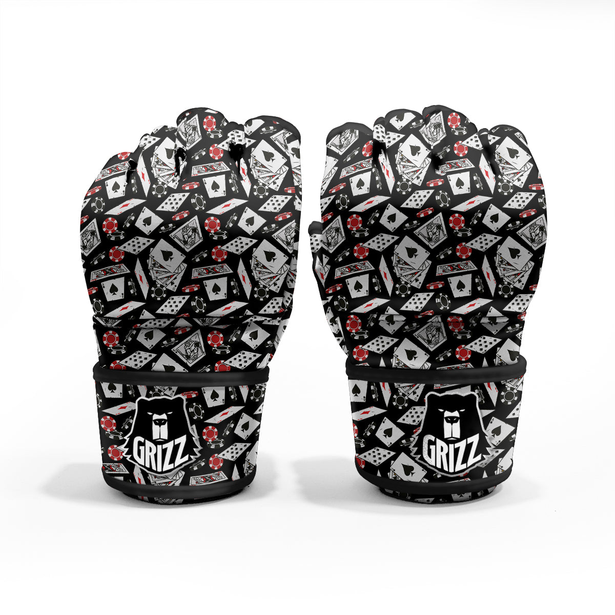 Playing Cards Ace Print Pattern MMA Gloves-grizzshop