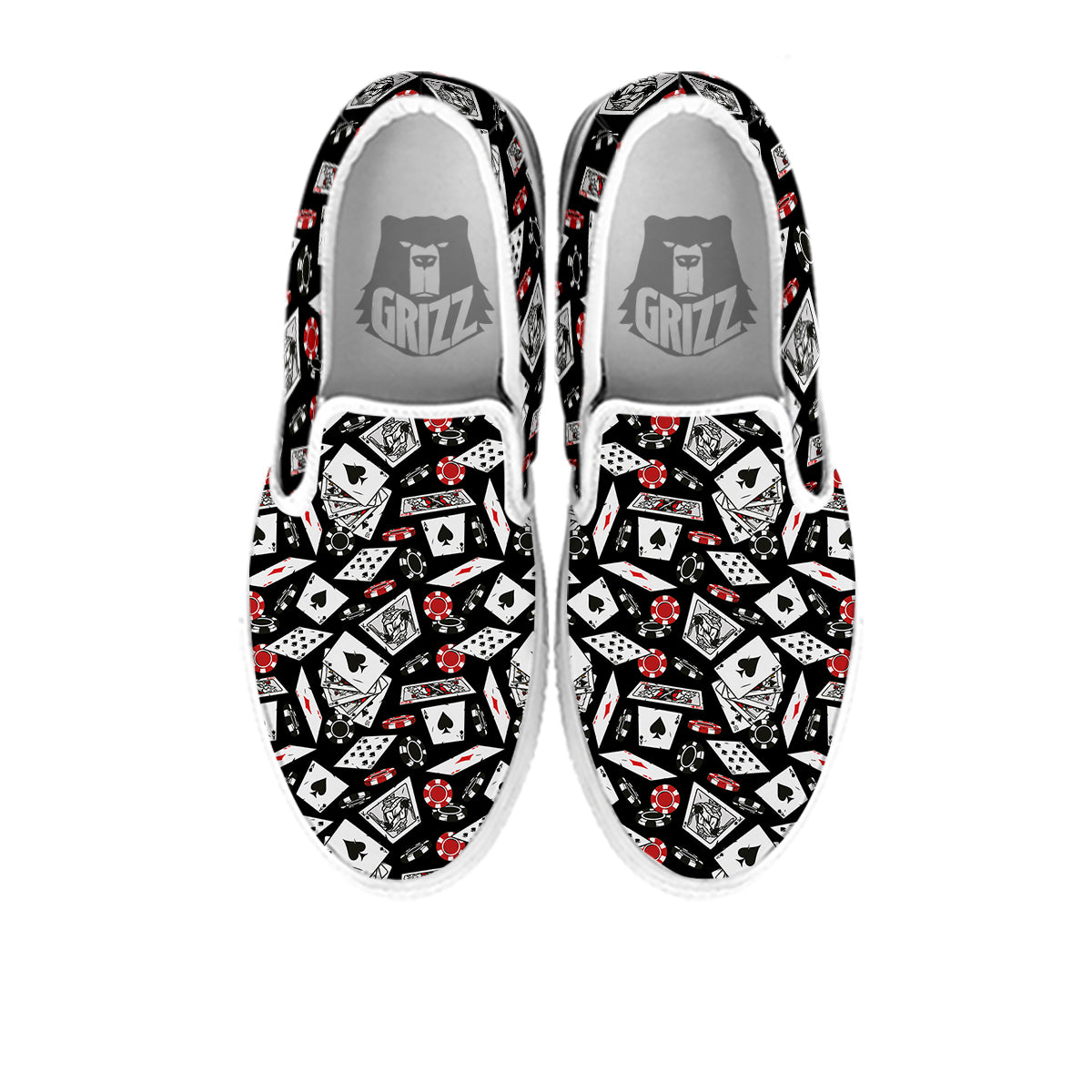 Playing Cards Ace Print Pattern White Slip On Shoes-grizzshop