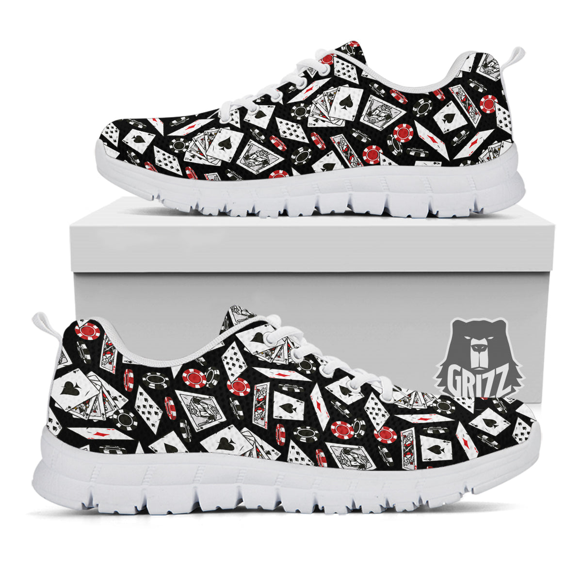 Playing Cards Ace Print Pattern White Sneaker-grizzshop