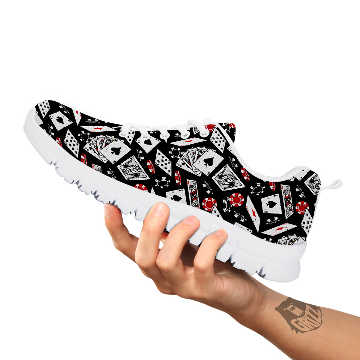 Playing Cards Ace Print Pattern White Sneaker-grizzshop