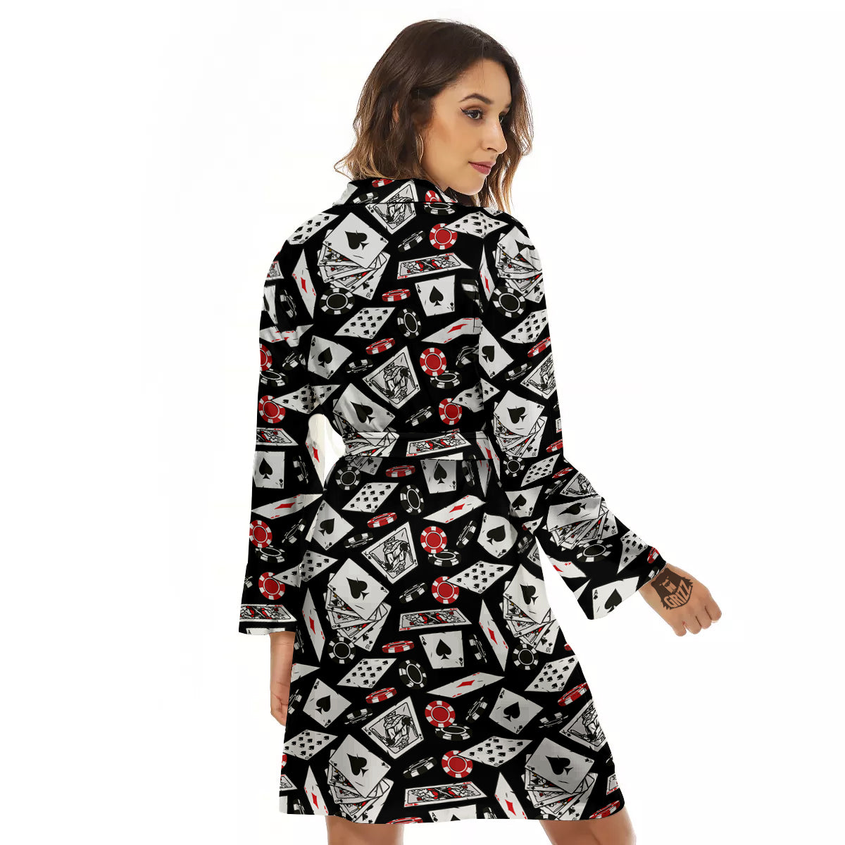 Playing Cards Ace Print Pattern Women's Robe-grizzshop