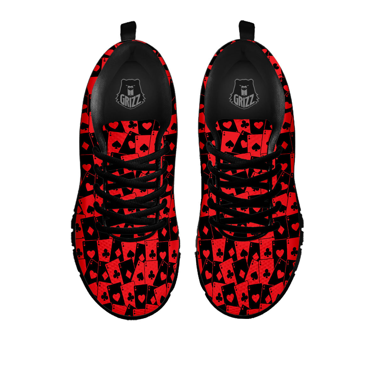 Playing Cards Black Red Print Pattern Black Sneaker-grizzshop