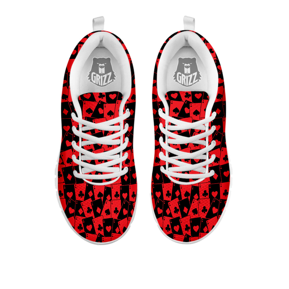 Playing Cards Black Red Print Pattern White Sneaker-grizzshop