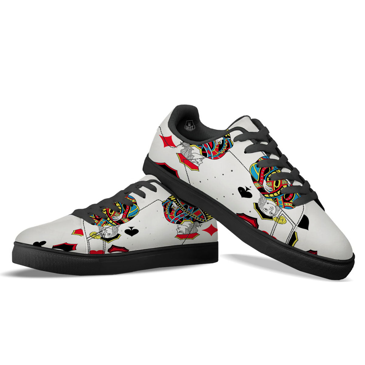Playing Cards Four Jacks Print Black Low Top Sneakers-grizzshop