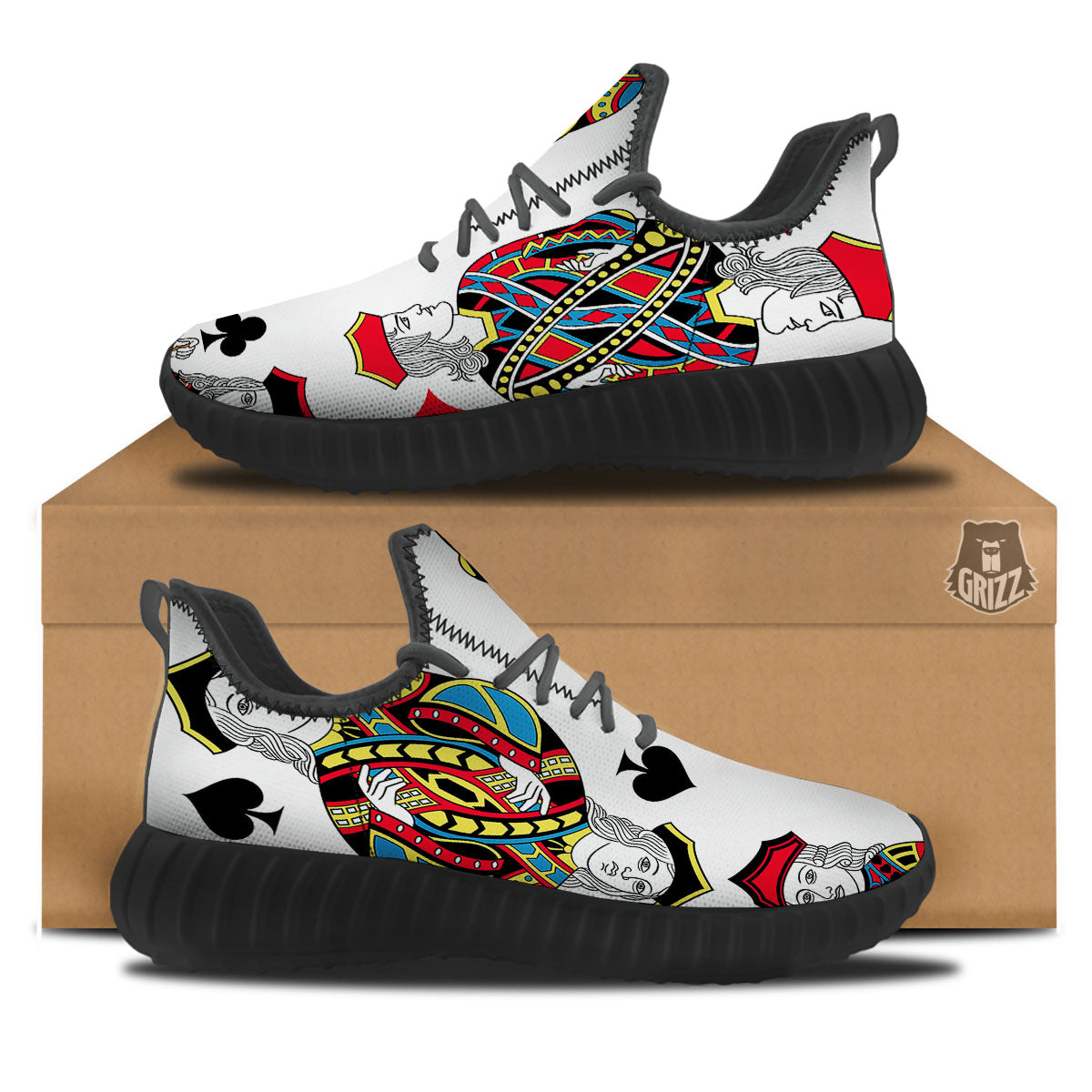 Playing Cards Four Jacks Print Black Walking Shoes-grizzshop