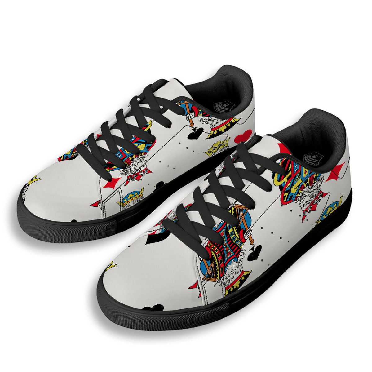 Playing Cards Four Kings Print Black Low Top Sneakers-grizzshop