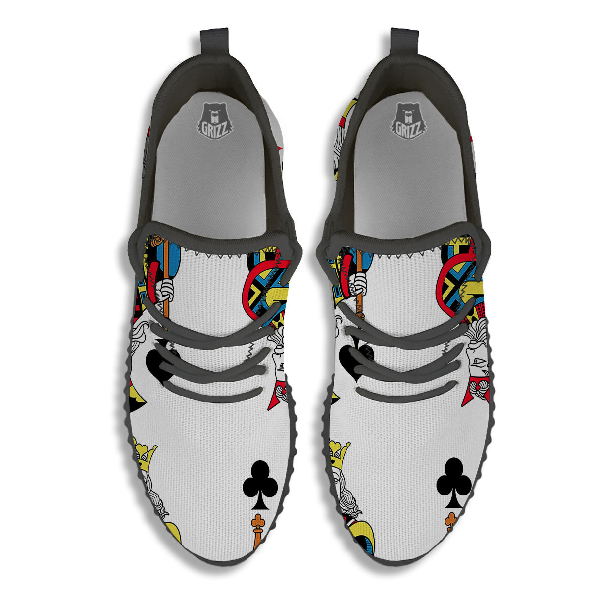 Playing Cards Four Kings Print Black Walking Shoes-grizzshop