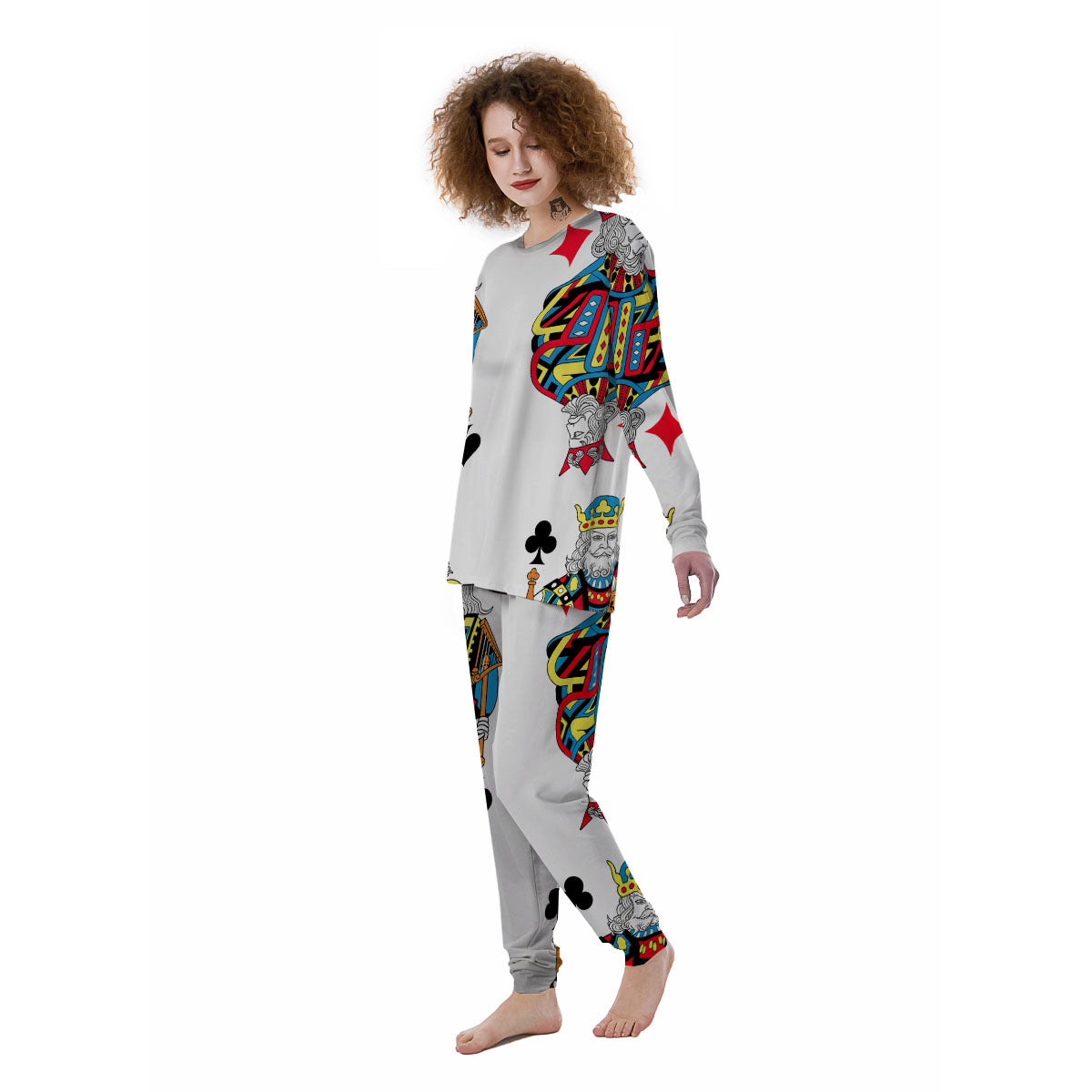 Playing Cards Four Kings Print Women's Pajamas-grizzshop