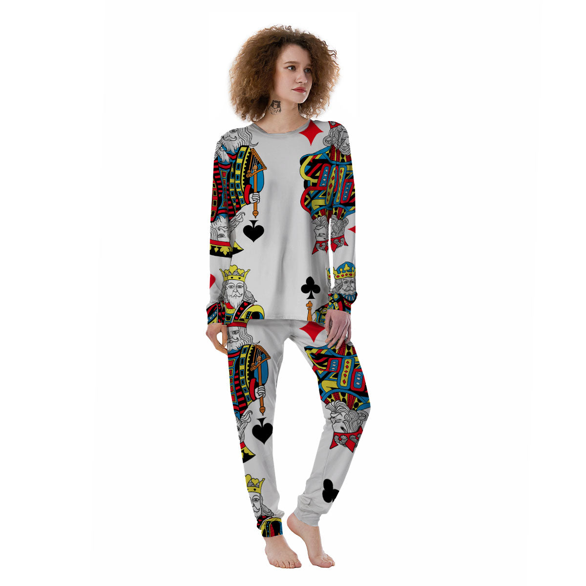 Playing Cards Four Kings Print Women's Pajamas-grizzshop