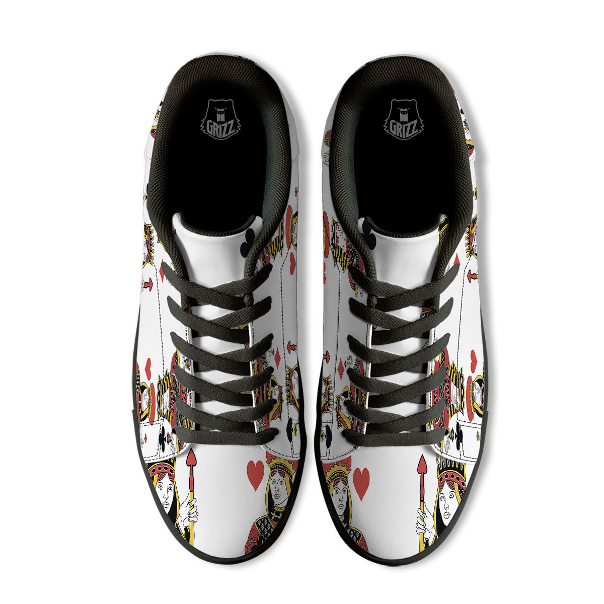 Playing Cards Four Queens Print Black Low Top Sneakers-grizzshop
