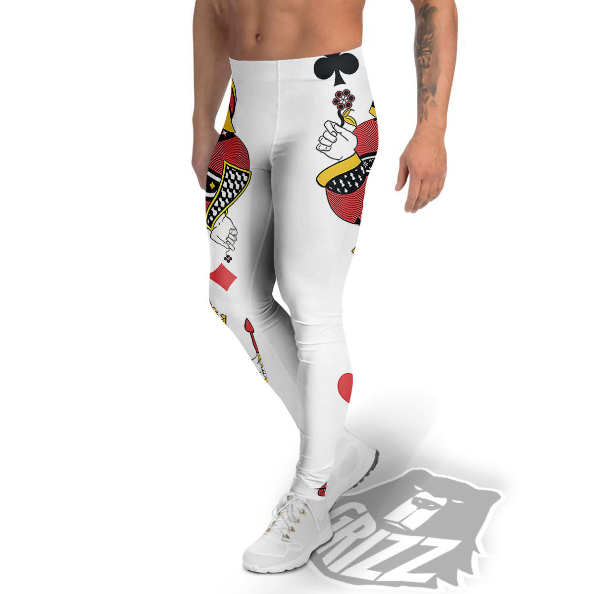 Playing Cards Four Queens Print Men's Leggings-grizzshop
