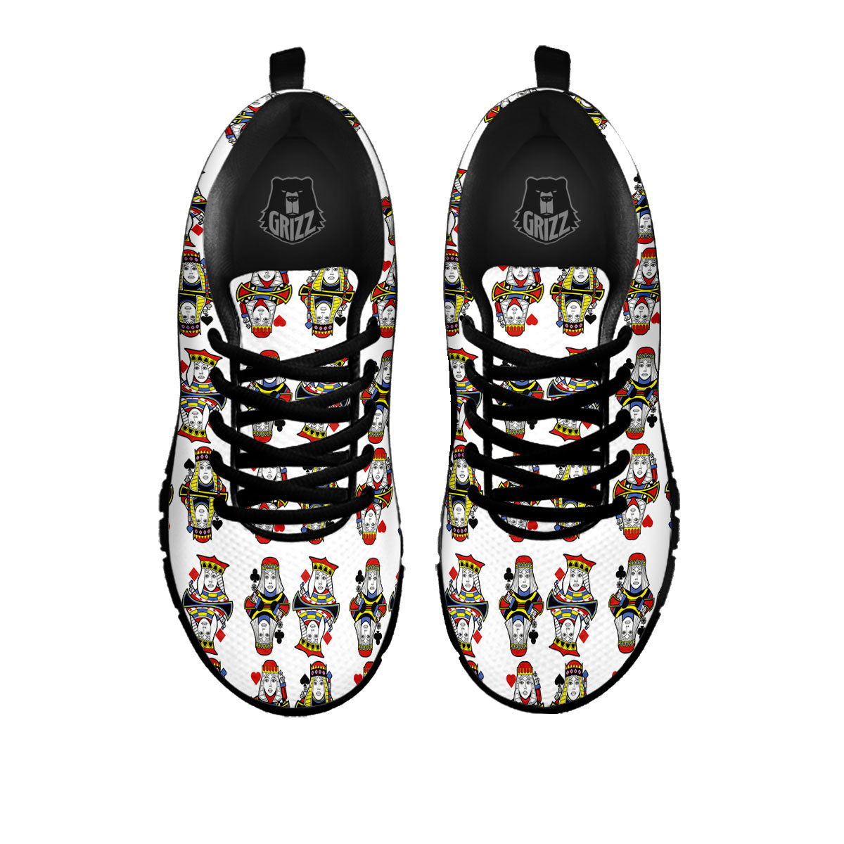 Playing Cards Four Queens Print Pattern Black Sneaker-grizzshop