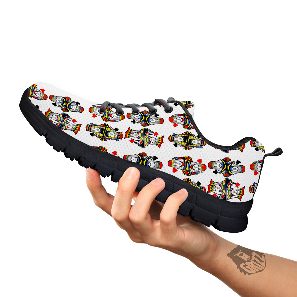 Playing Cards Four Queens Print Pattern Black Sneaker-grizzshop