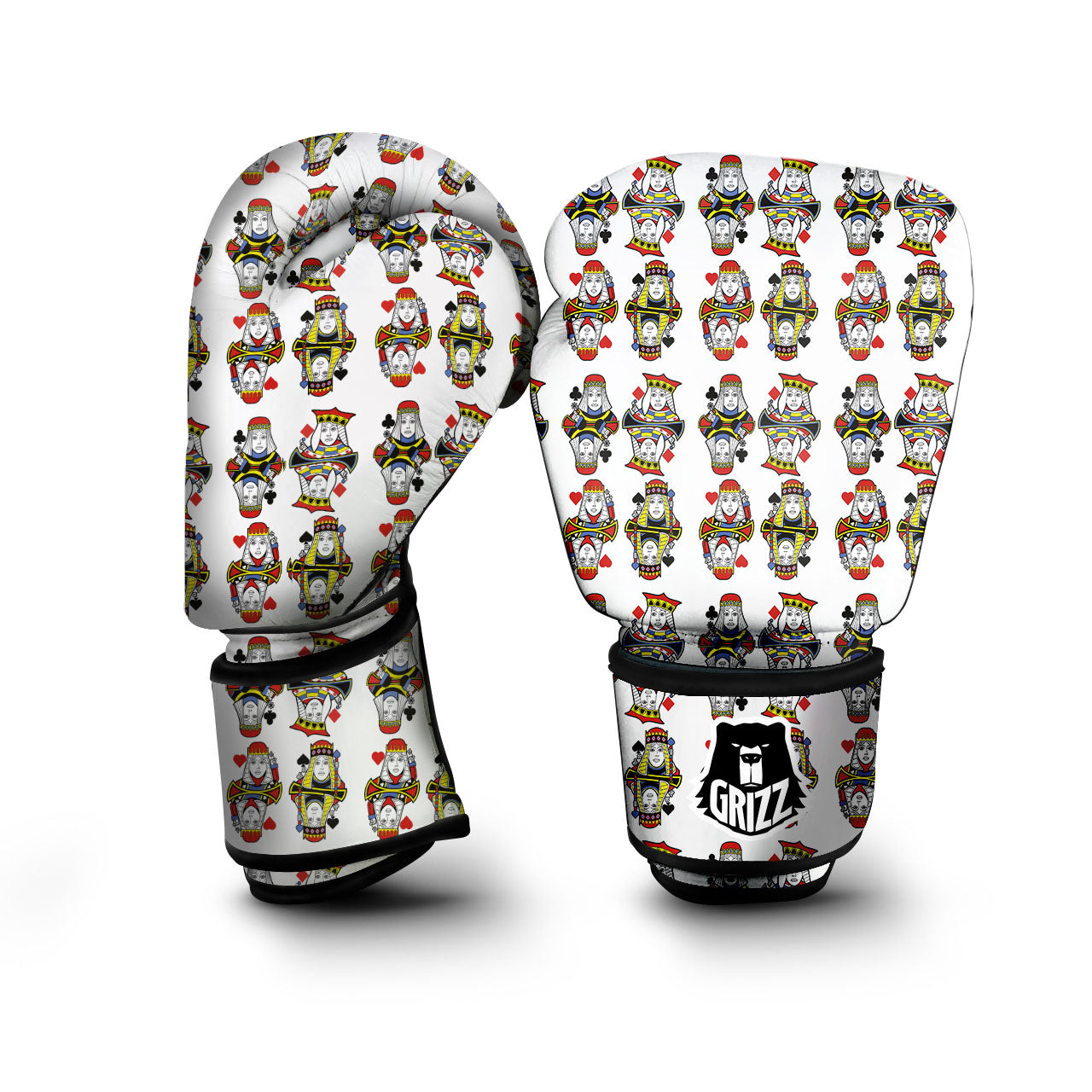 Playing Cards Four Queens Print Pattern Boxing Gloves-grizzshop