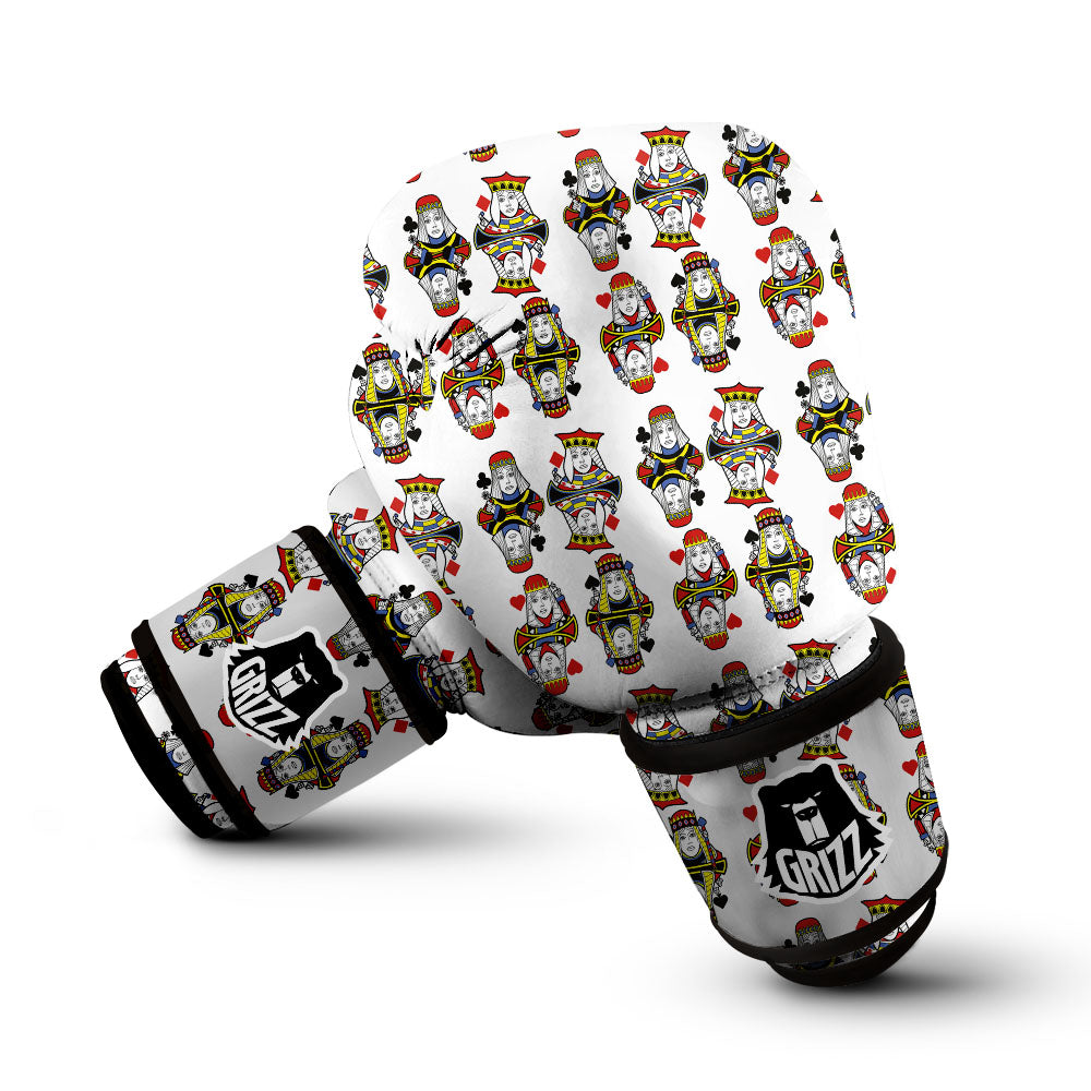 Playing Cards Four Queens Print Pattern Boxing Gloves-grizzshop