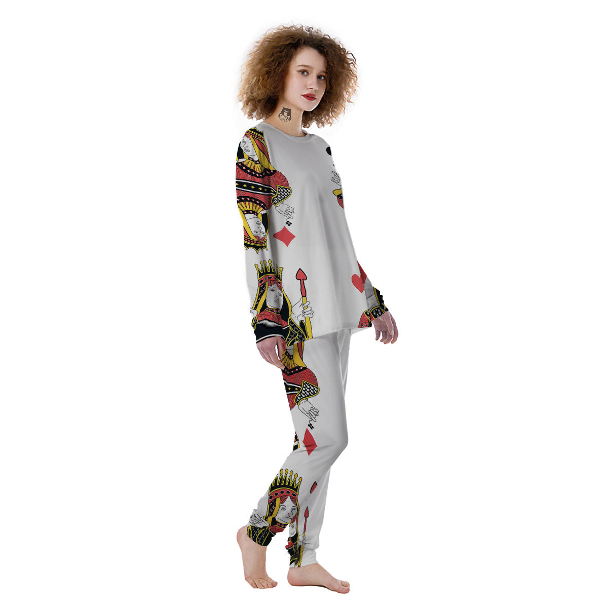 Playing Cards Four Queens Print Women's Pajamas-grizzshop