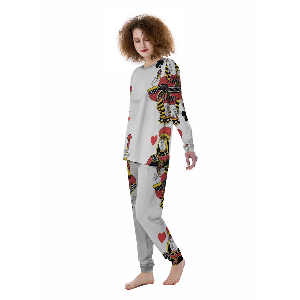 Playing Cards Four Queens Print Women's Pajamas-grizzshop