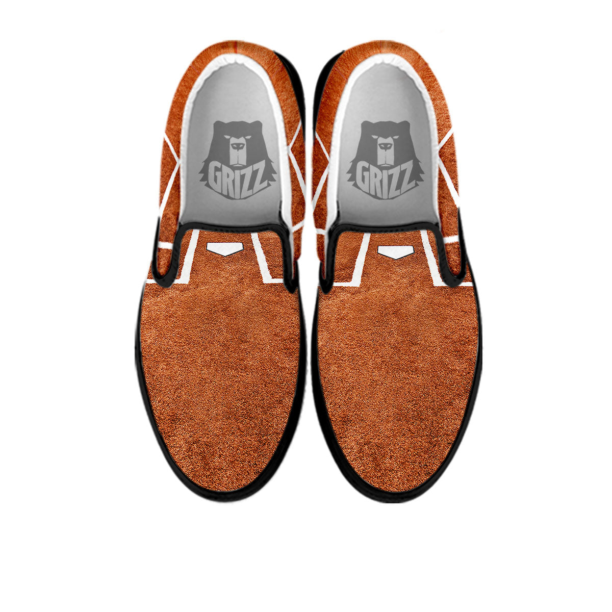 Playing Field Softball Print Black Slip On Shoes-grizzshop