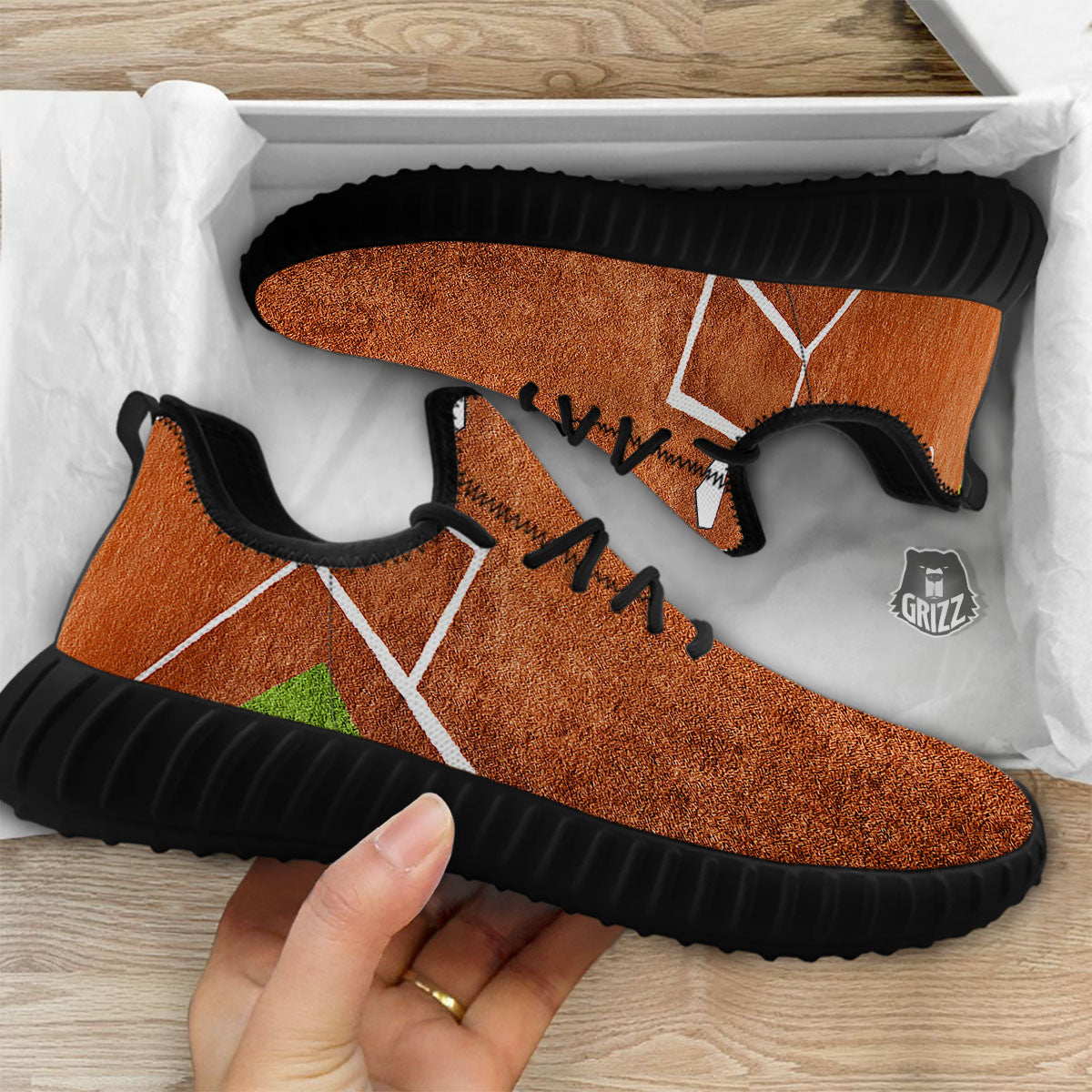 Playing Field Softball Print Black Walking Shoes-grizzshop