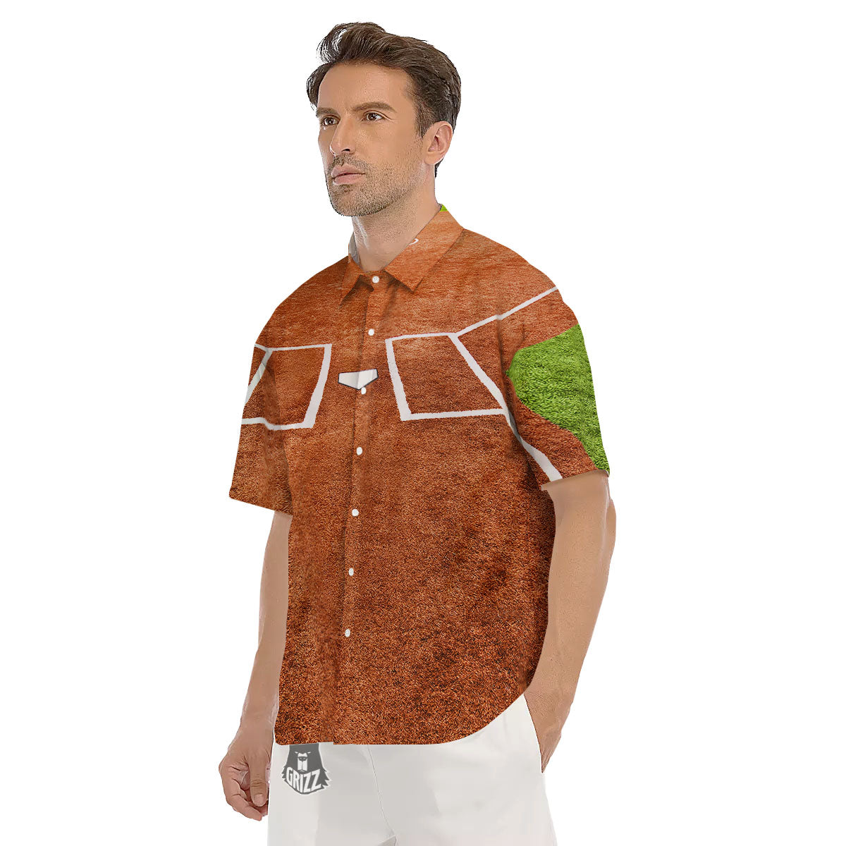 Playing Field Softball Print Men's Short Sleeve Shirts-grizzshop