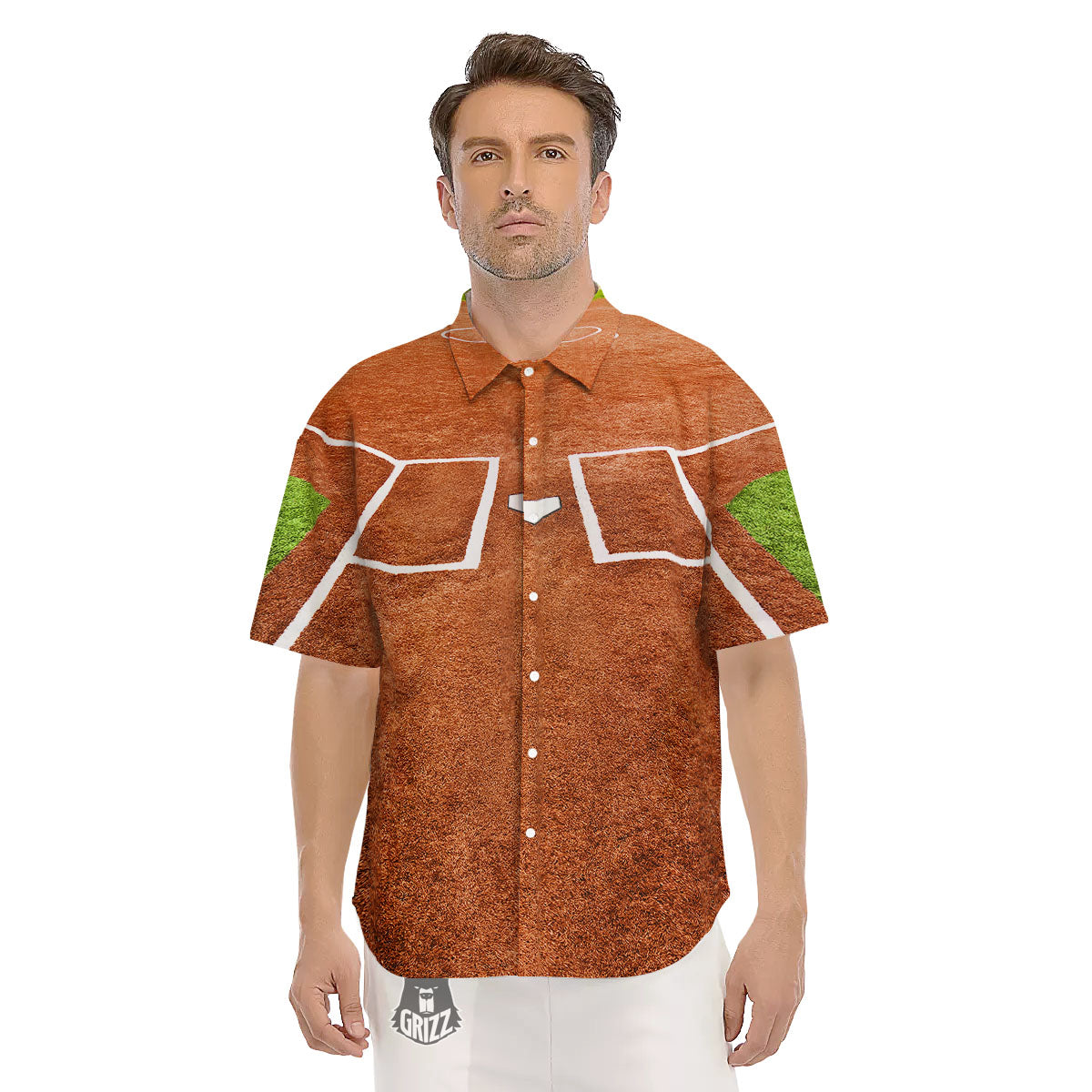 Playing Field Softball Print Men's Short Sleeve Shirts-grizzshop
