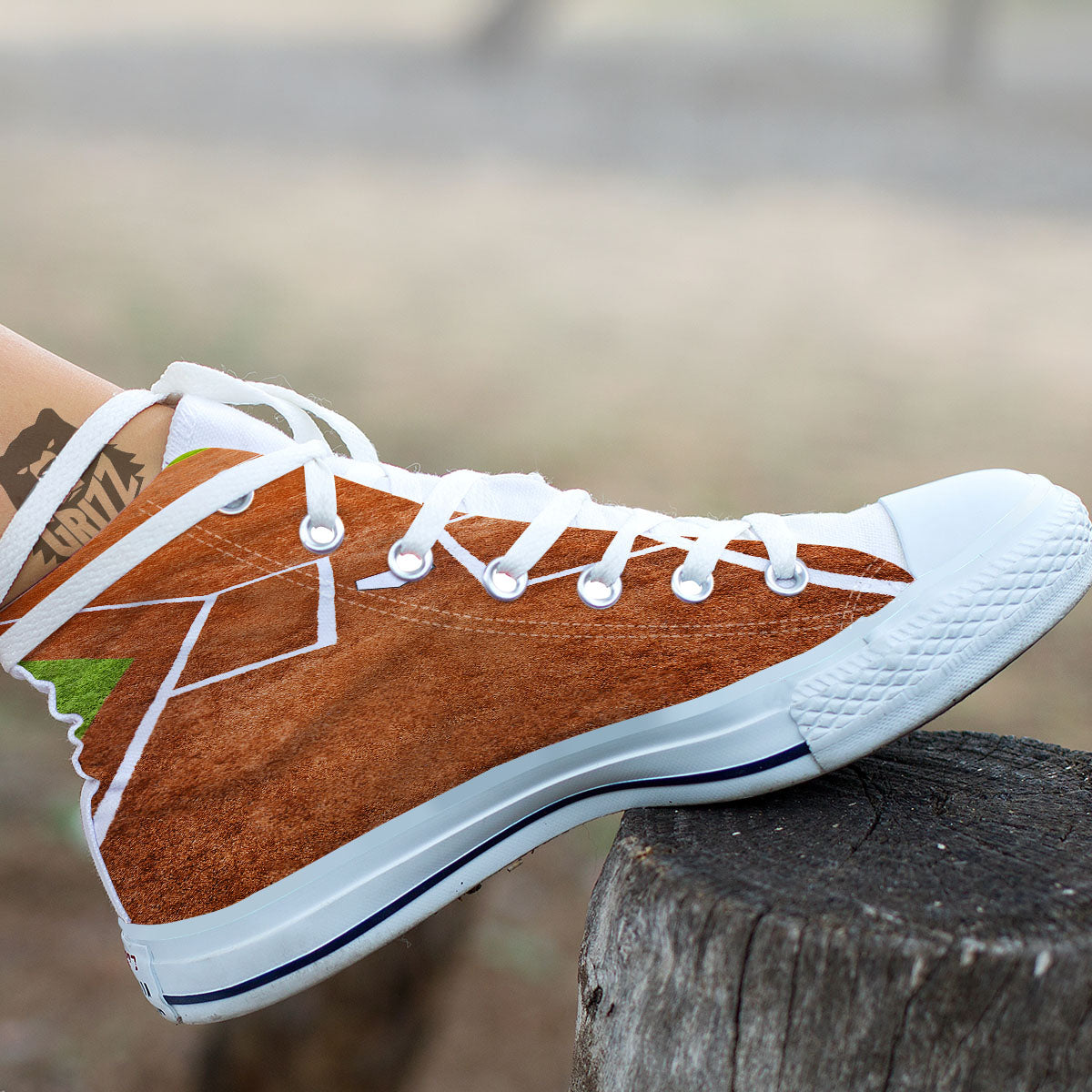 Playing Field Softball Print White High Top Shoes-grizzshop