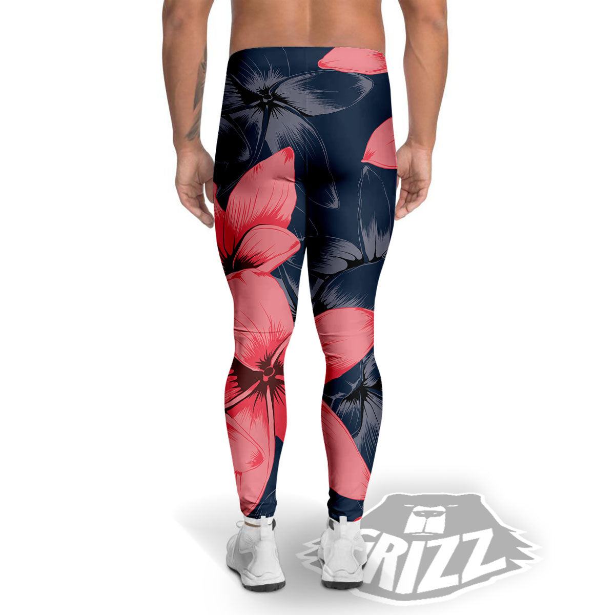 Plumeria Flower Pink Print Men's Leggings-grizzshop