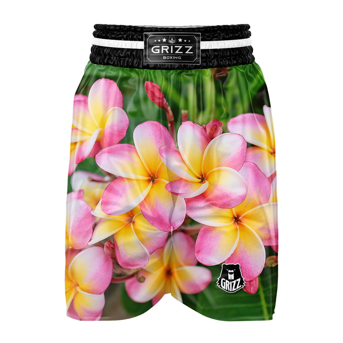 Plumeria Flower Yellow And Pink Print Boxing Shorts-grizzshop