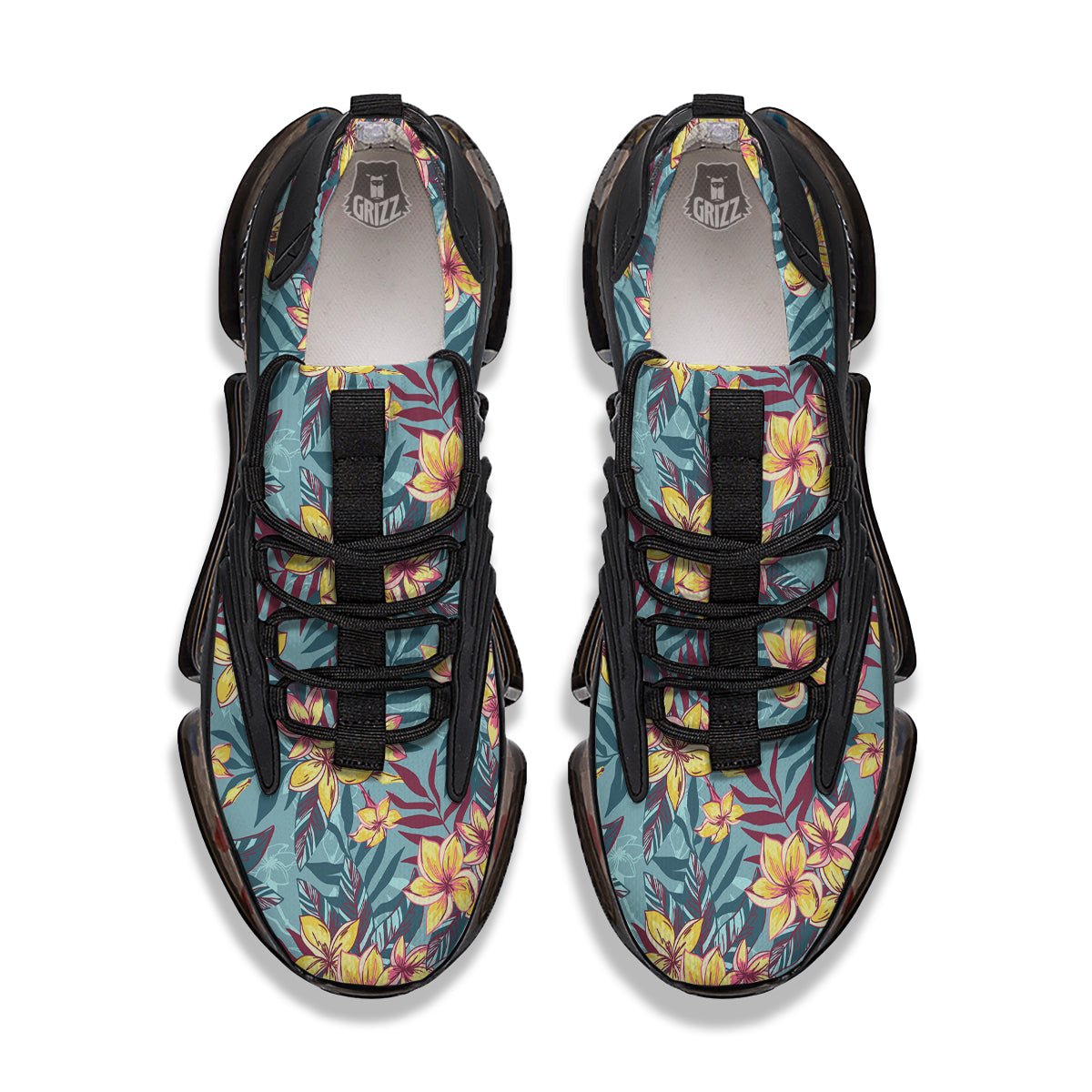 Plumeria Frangipani Tropical Print Pattern Black Gym Shoes-grizzshop
