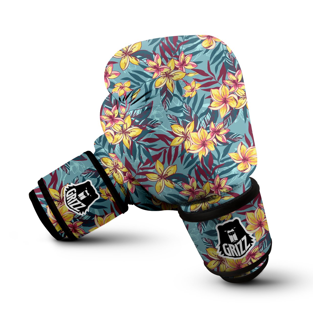 Plumeria Frangipani Tropical Print Pattern Boxing Gloves-grizzshop