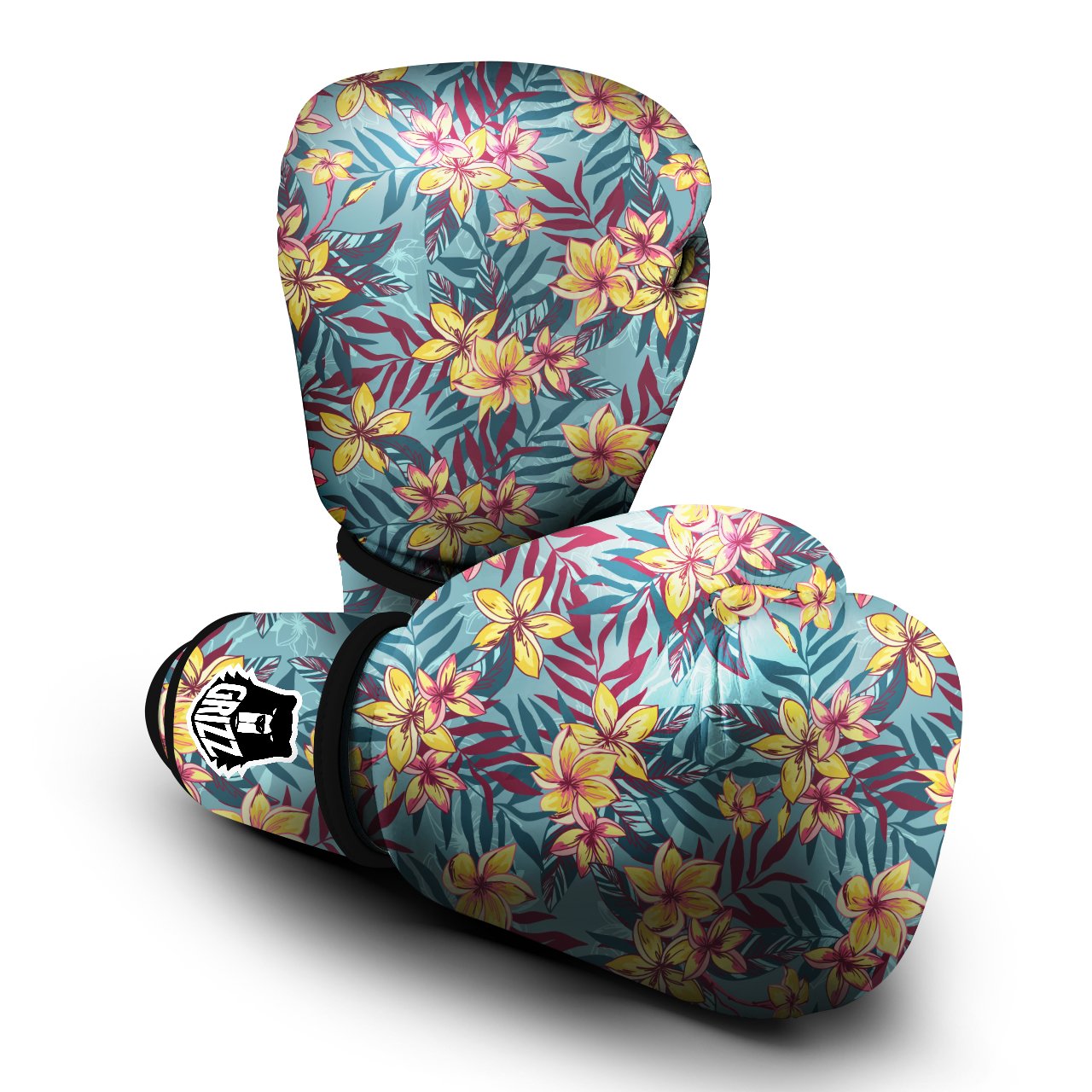 Plumeria Frangipani Tropical Print Pattern Boxing Gloves-grizzshop