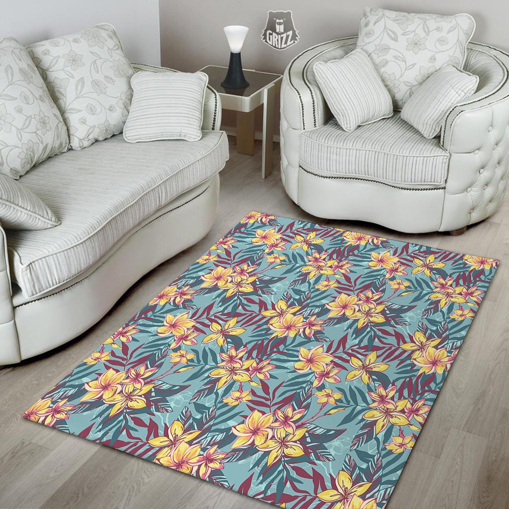 Plumeria Frangipani Tropical Print Pattern Floor Mat-grizzshop