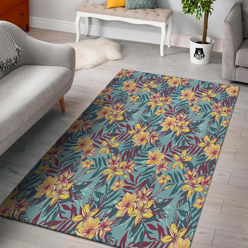Plumeria Frangipani Tropical Print Pattern Floor Mat-grizzshop
