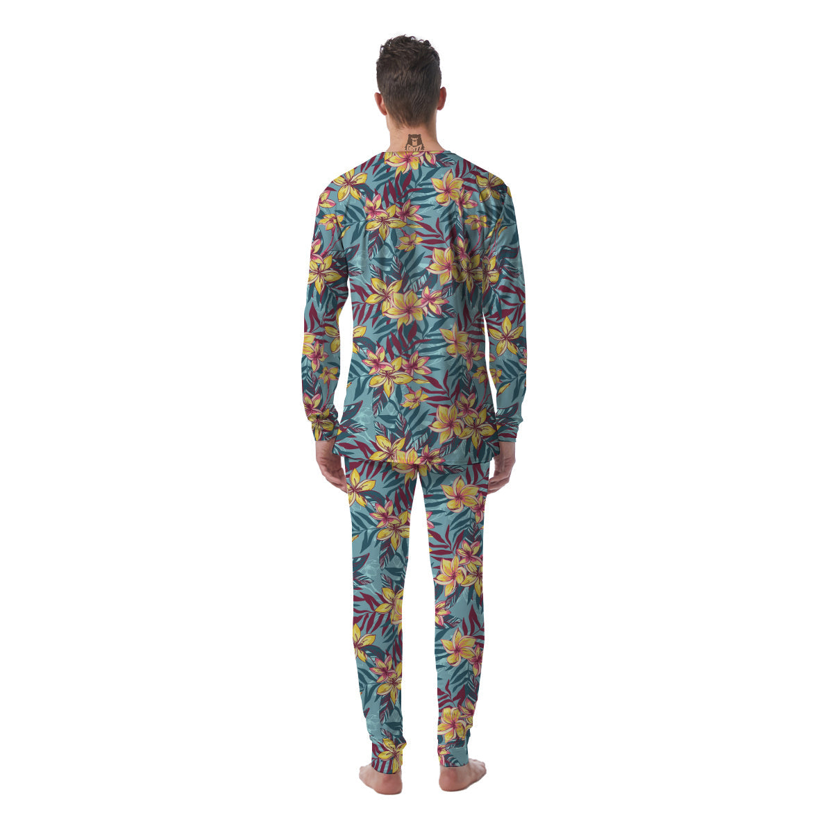 Plumeria Frangipani Tropical Print Pattern Men's Pajamas-grizzshop