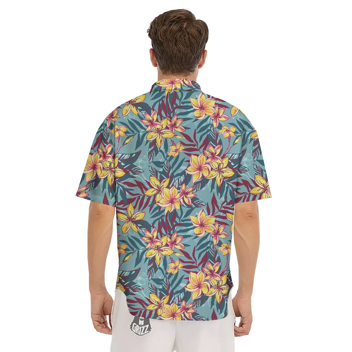 Plumeria Frangipani Tropical Print Pattern Men's Short Sleeve Shirts-grizzshop