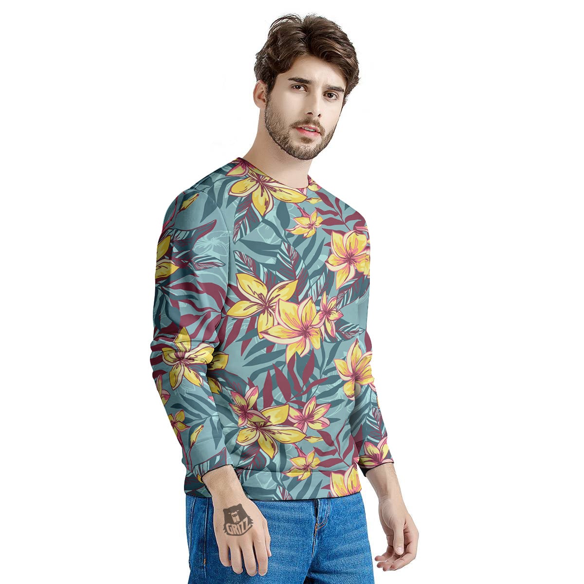 Plumeria Frangipani Tropical Print Pattern Men's Sweatshirt-grizzshop