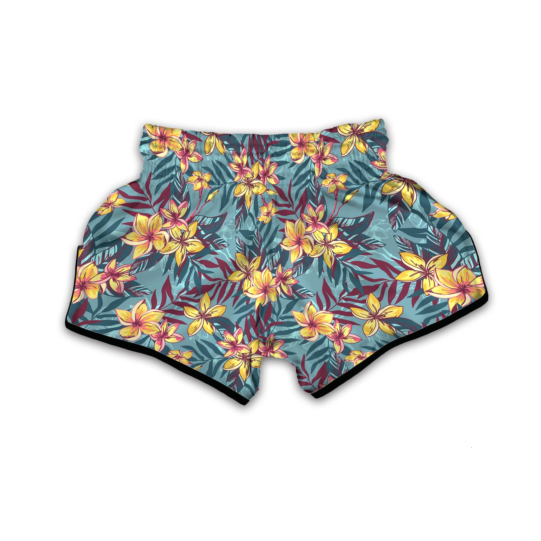 Plumeria Frangipani Tropical Print Pattern Muay Thai Boxing Shorts-grizzshop