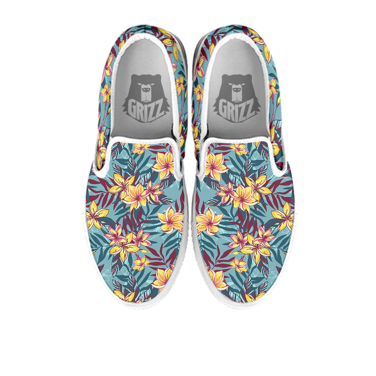 Plumeria Frangipani Tropical Print Pattern White Slip On Shoes-grizzshop