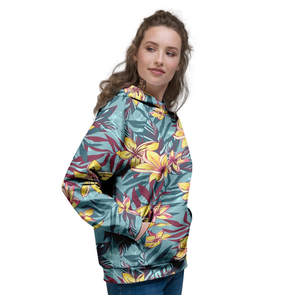 Plumeria Frangipani Tropical Print Pattern Women's Hoodie-grizzshop