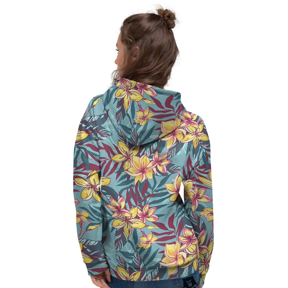 Plumeria Frangipani Tropical Print Pattern Women's Hoodie-grizzshop