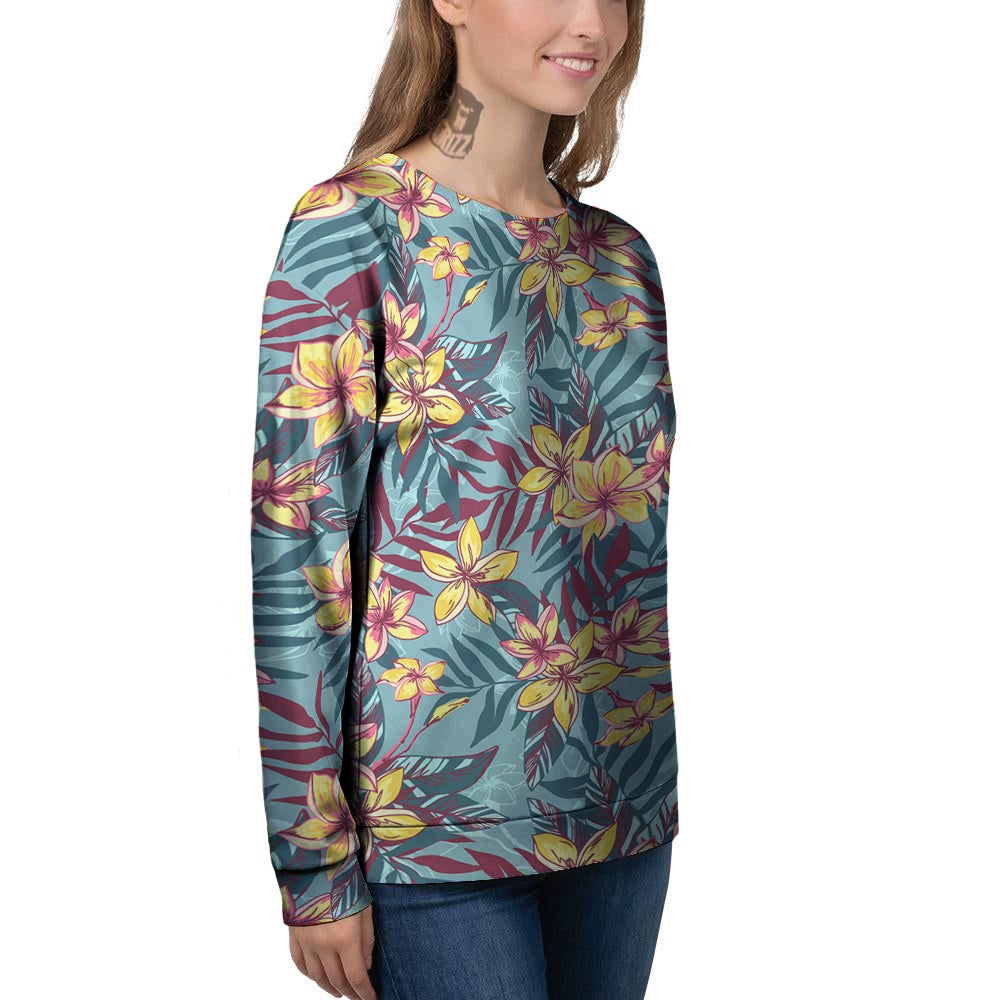 Plumeria Frangipani Tropical Print Pattern Women's Sweatshirt-grizzshop