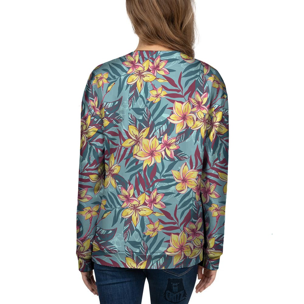Plumeria Frangipani Tropical Print Pattern Women's Sweatshirt-grizzshop