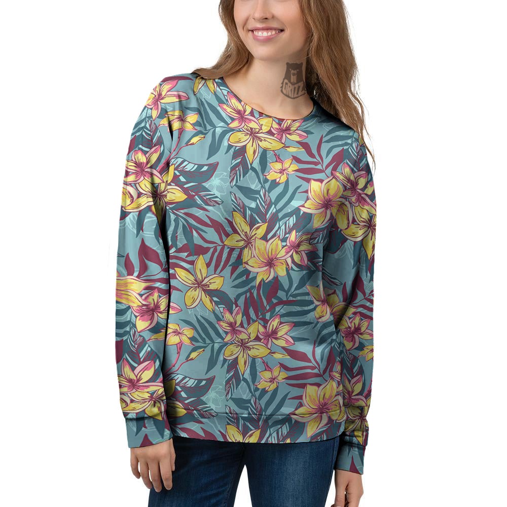 Plumeria Frangipani Tropical Print Pattern Women's Sweatshirt-grizzshop